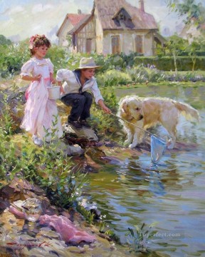 Pets and Children Painting - Girl and Dog KR 001 pet kids